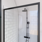 Retour pour paroi pour douche - Crush retour - Profile noir mat verre transparent 6mm - Dimensions au choix