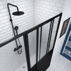 Paroi de douche à porte coulissante type atelier - porte coulissante - profile noir mat - verre transparent 5mm - Workshop sliding - Dimensions au choix