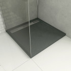 Receveur extra plat a poser - a caniveau - acrylique renforce gris effet pierre - anti-derapant Aurlane - FAC390