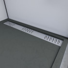 Receveur extra plat a poser - a caniveau - acrylique renforce gris effet pierre - anti-derapant Aurlane - FAC390