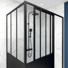 Pack duo paroi de douche a porte coulissante 140x200cm et paroi de retour 80x200cm type atelier Aurlane - FAC411