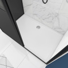 Pack Porte coulissante 140×200 + paroi retour et panneau aluminium composite + receveur 140x80 Aurlane - FAC417