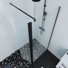 Pack paroi de douche à l'italienne transparent 90cm profile noir mat - dim: 90x200cm - profile noir mat - freedom 2 dark 90 + pour douche à l'italienne freedom 2 dark telescopic Aurlane - FAC431