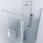 Pack paroi de douche mirror 90cm profile chrome - dim: 90x200cm - freedom 2 mirror 90 + barre de fixation freedom 2 telescopic + volet pivotant freedom 2 mirror Aurlane - FAC453