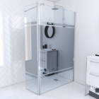 Pack paroi de douche 120x200cm effet miroir et profile chrome + barre de fixation telescopic + volet pivotant freedom 2 mirror