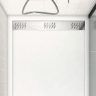 Receveur en acrylique Blanc 90x120x4 cm – Grille Linéaire Chrome – WHITENESS II Aurlane - FAC487