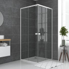 Paroi porte de douche carrée blanc extensible 77 à 90cm de largeur - verre transparent - whity