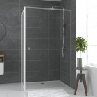 Paroi porte de douche blanc retour 80x185cm pour porte - verre transparent 5mm - whity side 80 Aurlane - FAC498