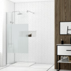 Paroi de douche 100x200cm - verre trempé dépoli 8mm - profilé chrome - freedom 2 frosted Aurlane - FAC657