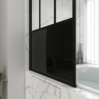 Pare baignoire pivotant 140x80cm type industriel - profilé noir mat - verre trempé - glassy screen Aurlane - FAC671