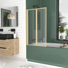 Pare-baignoire pivotant 2 volets or brossé - verre trempé 4mm - duplo Aurlane - FAC742