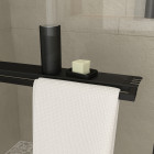 Paroi de douche Noir mat - Porte-serviette et étagère - DARK CONTOURING SHELF - Dimensions au choix