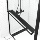 Paroi de douche avec volet pivotant 120+40x200cm - profilé, porte-serviette et étagère noir mat Aurlane - FAC761