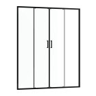 Paroi de douche 2 portes coulissantes 160×200 cm - Verre transparent – Profilé Noir - CRUSH Aurlane - FAC794