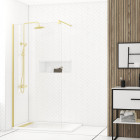 Paroi de douche à l'italienne 100x200 cm verre trempé 8 mm - finition or brossé - freedom 2 gold Aurlane - FAC923