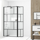 Paroi de douche avec pivot 100+40x195cm - sérigraphie type briques et profilés noir - dark blocks Aurlane - FAC929