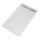 Receveur en acrylique blanc 90x140x5 cm - grille linéaire chrome - whiteness ii