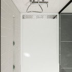 Receveur en acrylique blanc 90x140x5 cm - grille linéaire chrome - whiteness ii Aurlane - FAC950