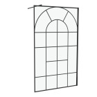 Paroi de douche déco 120x195cm verre anti-calcaire 8mm sérigraphié - barre de fixation noir mat Aurlane - FAC951