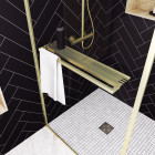 Paroi de douche or doré brossé 90x200cm - porte-serviette et étagère - goldy contouring shelf Aurlane - FAC963