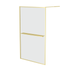 Paroi de douche or doré brossé 120x200cm - porte-serviette et étagère - goldy contouring shelf Aurlane - FAC964