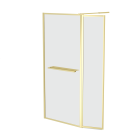 Paroi de douche avec volet pivotant 90+40x200 cm - porte-serviette + etagère finition or doré brossé Aurlane - FAC966