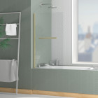 Pare baignoire Rabattable avec porte-serviette 70×120 cm - Profilé Or Brossé - Verre 4 mm Aurlane - FAC967