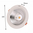 Downlight spot led cob rond 40w ø225mm - couleur eclairage au choix