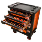 Servante d'atelier 6 tiroirs équipée 56 outils dans 9 modules, fidex-810480