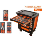 Servante d'atelier 6 tiroirs équipée 14 outils dans 3 modules, fidex-810498