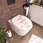 Abattant pour wc à motif sur 3 faces - en mdf et charnières en métal réglables - orchid Aurlane - G3130300001