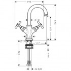 Mélangeur de lavabo HANSGROHE AXOR Montreux  poignée croisillon pour petite vasque avec tirette et vidage nickel brossé - 16505820