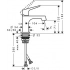 Mitigeur de lavabo HANSGROHE AXOR Citterio M pour lave-mains avec tirette et vidage noir chromé poli - 34016330