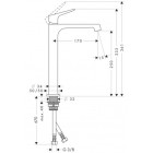 Mitigeur de lavabo HANSGROHE AXOR Citterio M  surélevé pour vasque libre, bonde à écoulement libre noir chromé poli - 34127330