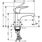 Mitigeur de lavabo HANSGROHE AXOR Citterio E pour lave-mains avec poignée à levier, bonde à écoulement libre noir chromé poli - 36112330