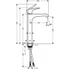 Mitigeur de lavabo HANSGROHE AXOR Citterio E  surélevé avec poignée à levier pour vasque libre, bonde à écoulement libre noir chromé poli - 36113330