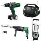 Lot Perceuse + Perfo + Radio + Lampe -2 batteries 18V 3Ah Hitachi/Hikoki