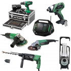 Lot Perceuse + 6 outils -2 batteries 18V 2,5Ah Hitachi/Hikoki