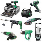 Lot Perceuse + 7 outils -2 batteries 18V 2,5Ah Hitachi/Hikoki