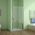 Porte de douche pivotante 185cm h verre anticalcaire installation en niche