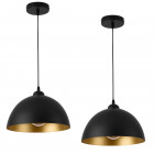 Lot de 2 lampes à suspension éclairage intérieur hauteur réglable métal diamètre 30 cm noir doré