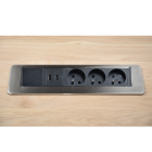 Bloc encastrable pivotant 3 prises et 2 ports USB