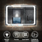Miroir de salle de bain réversible avec éclairage led intégré et anti-buée commande par effleurement - Dimensions au choix