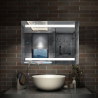 Miroir de salle de bain réversible led intégrée et anti-buée commande par effleurement Jade - Dimensions au choix 
