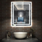 Miroir de salle de bain avec led et anti-buée commande par effleurement Tourmaline réversible - Dimensions au choix