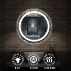 Miroir rond aica miroir salle bain φ60 cm - commutateur effleurement, antibuée, lumière blanc du jour 6000k
