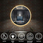 Aica ∅70cm  miroir de salle de bain avec anti-buée + 3 couleurs led avec lumière et luminosité réglables rond