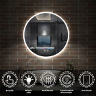 Aica ∅80cm  miroir de salle de bain avec anti-buée + 3 couleurs led avec lumière et luminosité réglables rond