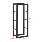 Range-bûches pour usage intérieur extérieur porte-bûches design support rangement bois de chauffage en acier 40 x 25 x 100 cm noir helloshop26 03_0006298