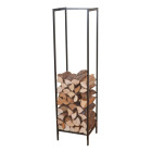 Range-bûches pour usage intérieur extérieur porte-bûches design support rangement bois de chauffage pour intérieur / extérieur 140 x 35 x 35 cm noir helloshop26 03_0006289